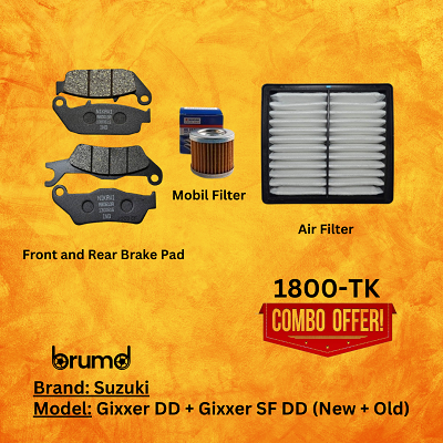 Suzuki Gixxer/Gixxer SF Air Filter/Mobil Filter/Front Brake Pad/Rear Brake Pad Combo Offer